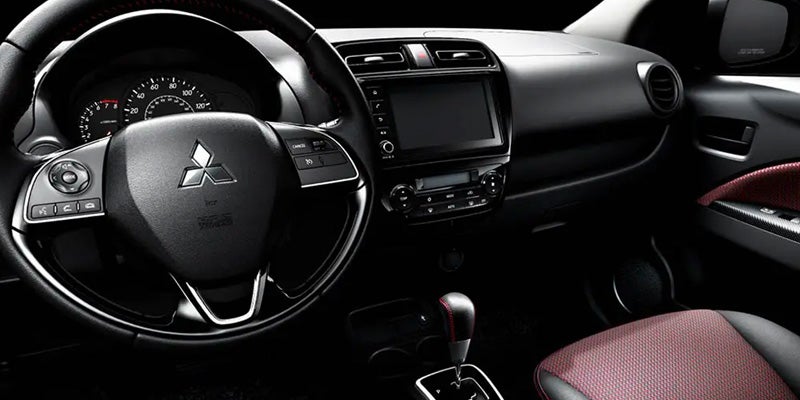 Steering wheel, and touch display.